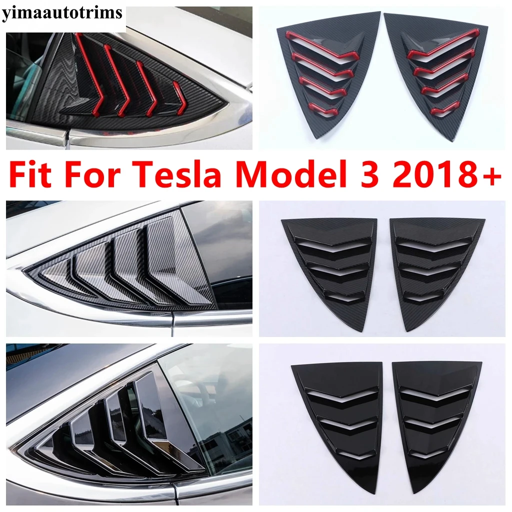 

Car Rear Triangle Window Shutters Louver Sunshade Air Panel Cover Trim Carbon Fiber Accessories For Tesla Model 3 2018 - 2021