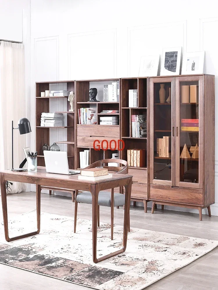 

Full Wall Bookshelf Study Log Light Luxury Minimalist Living Room Combination Cabinet