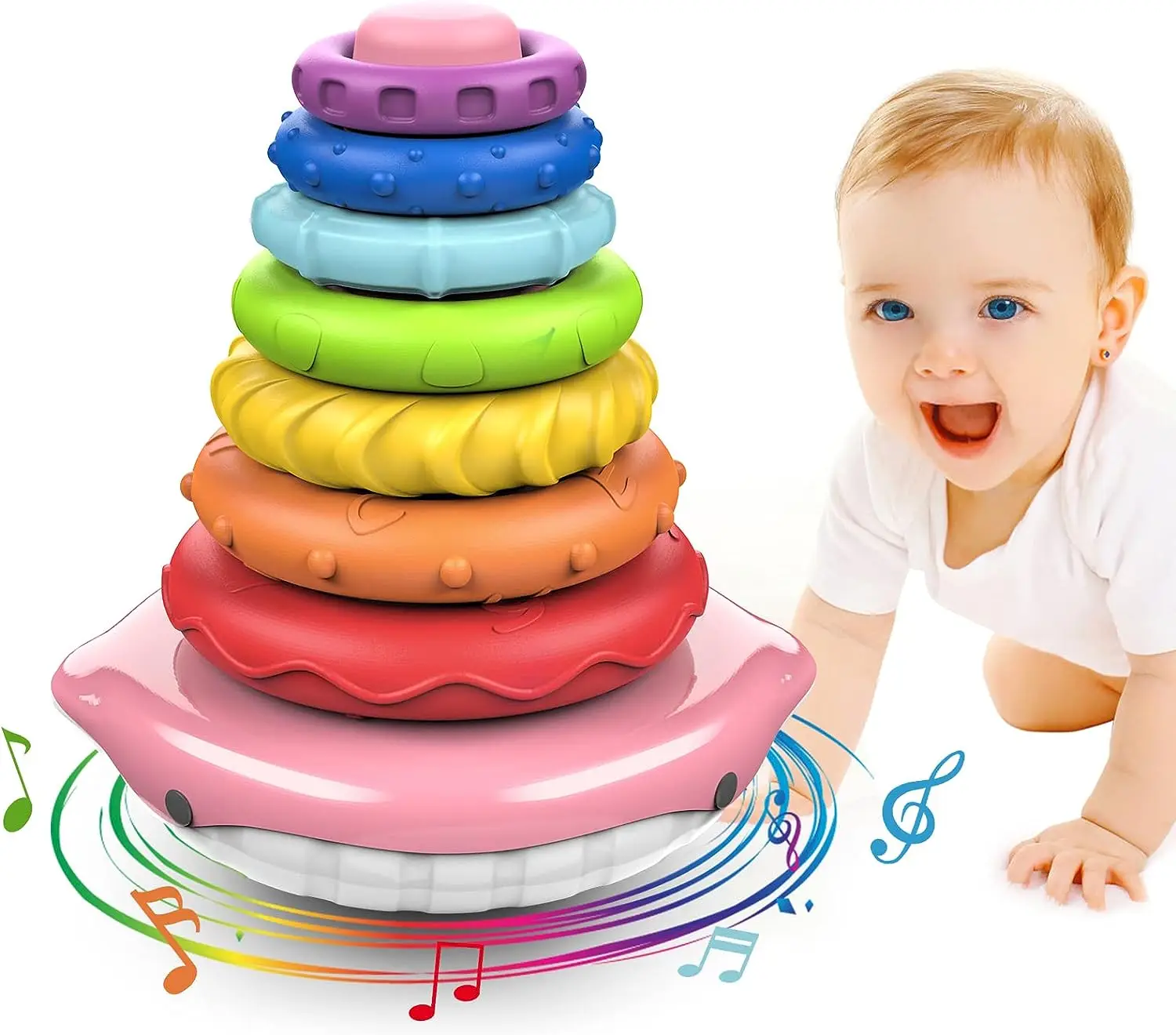 Baby Travel Stacking Toys For Toddlers 1-3 Rainbow Stacking Rings Sensory Montessori Toys Preschool Birthday Gifts