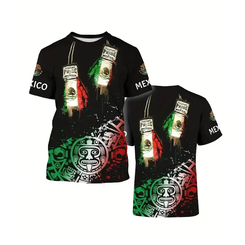 Mexico Flag Eagle T Shirt For Men Fashion 3d Printed T-shirt Boxing Football Oversized Tees Sports Tops Round Neck Short Sleeves