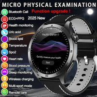 2025New Micro Physical Examination Blood Lipids Uric Acid Blood Pressure Smart Watch ECG+PPG Clock Bluetooth Call Smartwatch Men