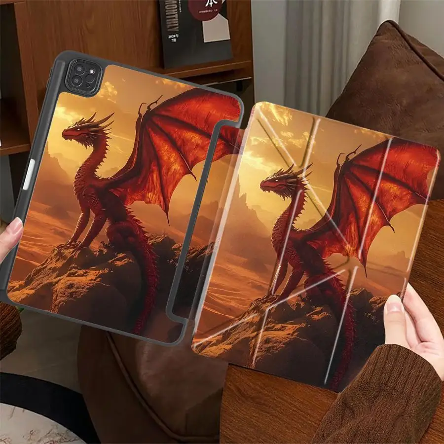 

Чехол-подставка для планшета с дизайном «Закатный Дракон» для iPad Mini 6, 7, Pro 2025, Pro 11-го, 10-го, 9-го, 8-го, 7-го поколений, 12.9 дюймов, Air 4, 5, M3, M2, M4