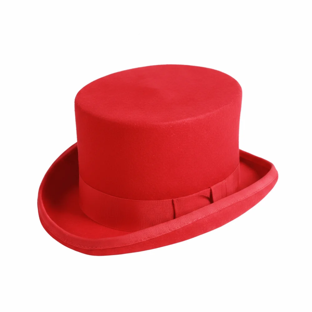 Charming Wool Material Top Hat Satin Lining Classic Design Wool Top Hat Gentleman Hat Stage Performance