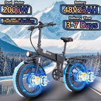 Folding Electric Bike 2000W Dual Motor 48V23AH Hidden Lithium Battery Electric Bicycle Adult 20*4.0 Inch Fat Tire Mountain Ebike