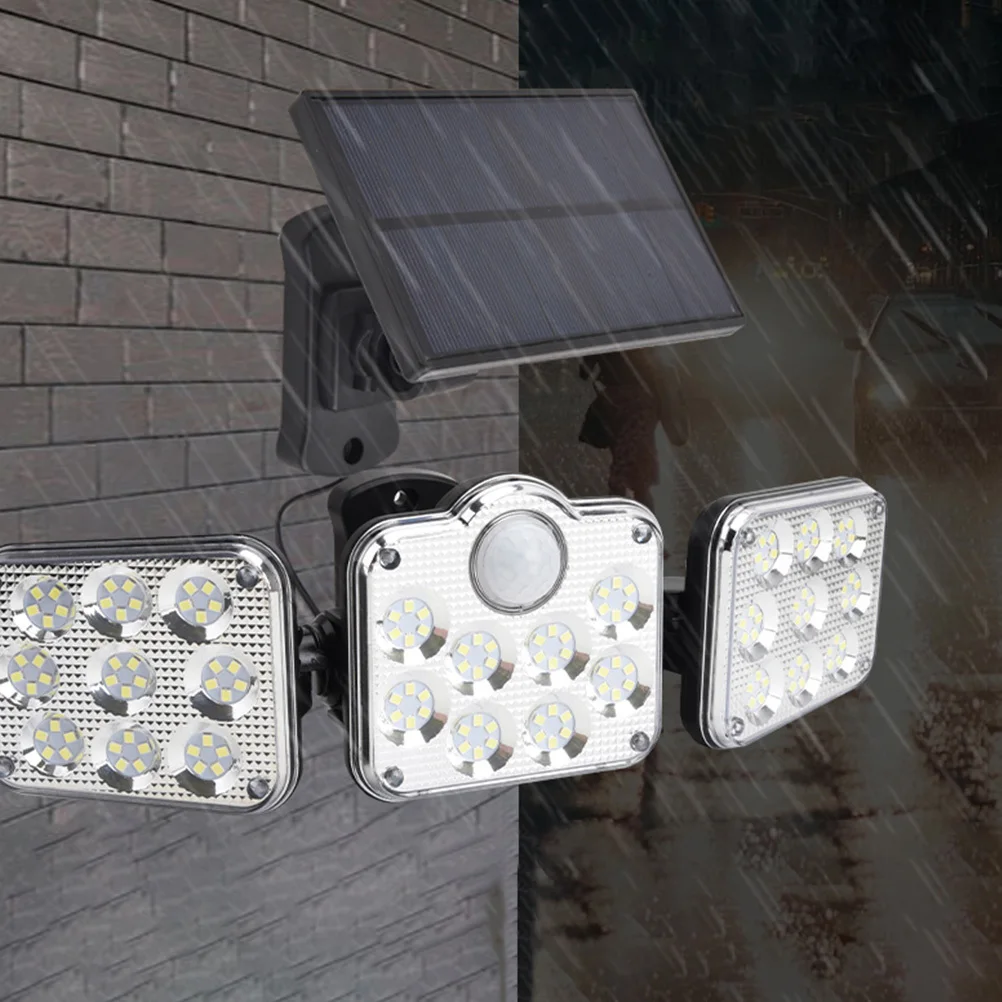 

1pc Led Solar Wall Light Outdoor Three Head Waterproof Motion Sensor For Yard Porch Garden Outdoor Light Solar Lamp