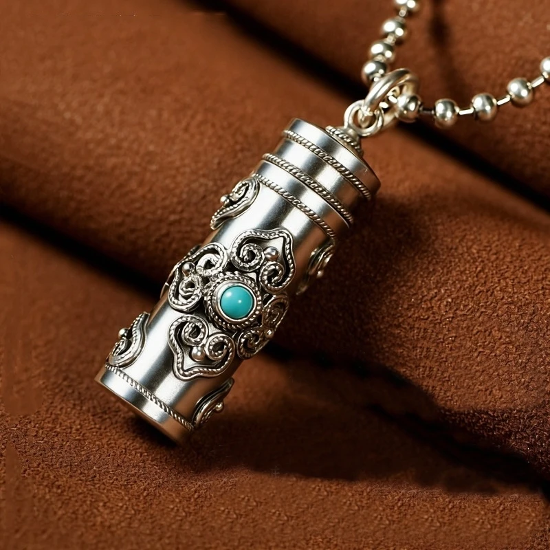 Ethnische Relief-Vajra-Stößel-Halskette für Herren – Schmuck mit Segens-Gau und buddhistischer Schrift – Anhänger für Männer – Choker-Accessoires – Detail 13