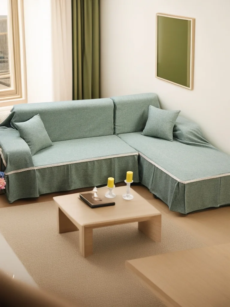 

Pure Color Linen Texture Sofa Cover Four Seasons Fabric Sofa Sheet Sofa Cushion Universal Modern Simple Style Living Room