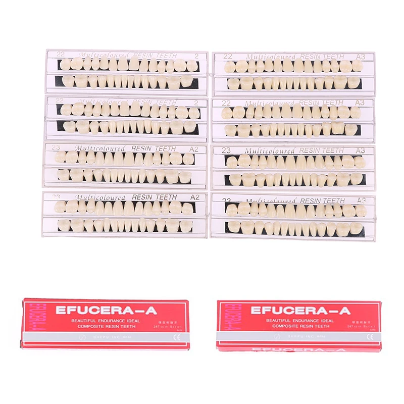 56Pcs/2Box Resin Denture Teeth Comparator Mirror Dentistry Bleaching Dental Plate Research On Dental Education Model