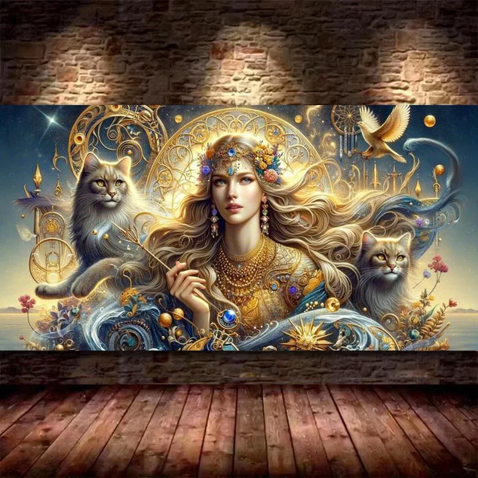 DIY Diamond Painting Goddess Of Love And Beauty and Golden Cat Full Square Round Diamond Mosaic Embroidery Sale For Home Decor