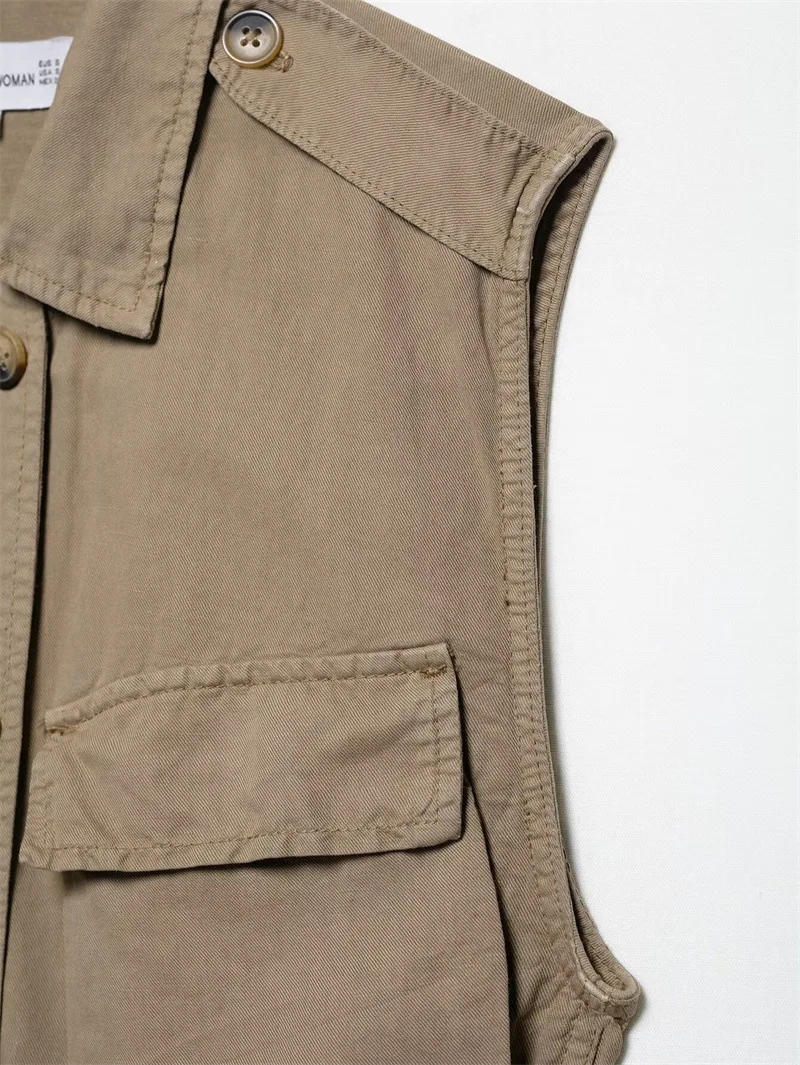 2025 ฤดูใบไม้ผลิฤดูร้อนใหม่ชุดยุโรปและสไตล์อเมริกันผู้หญิงแฟชั่น Casual กระเป๋าตกแต่งชุดสั้นแขนกุด