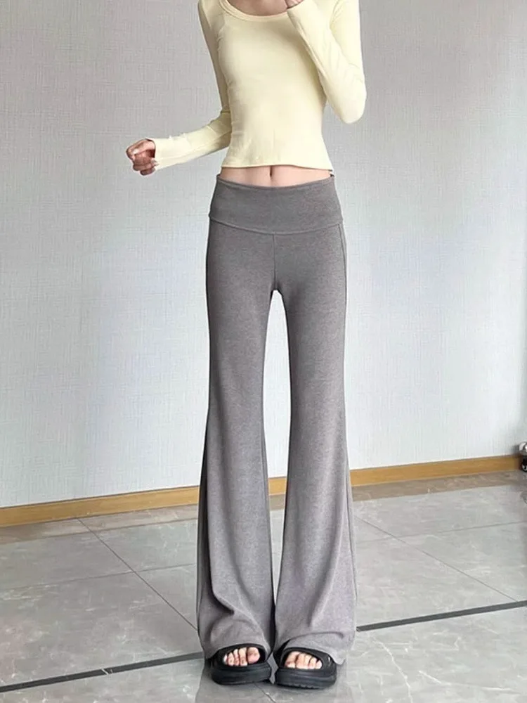 Letnie, cienkie, oddychające spodnie z drapowaniem, z wysokim stanem, szerokie nogawki, spodnie do jogi, długie do ziemi, efekt wyszczuplający, koreańskie, swobodne spodnie.