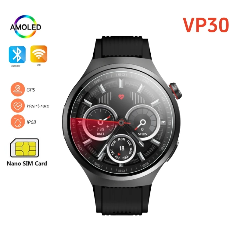 

Ультратонкий корпус VP30 Смарт-часы 4G Android 1100 мАч Батарея Google Play Store Сердечный ритм 500 Вт Камера GPS WIFI Смарт-часы Мужчины