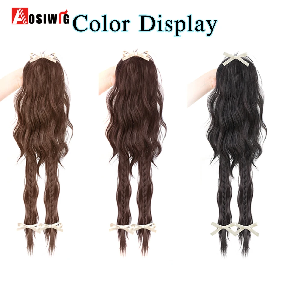 Synthetic Water ripple boxing braid ponytail wig Claw Clip On Ponytail Hair Extension Hair For Women Waterfall Half Tie High Pon