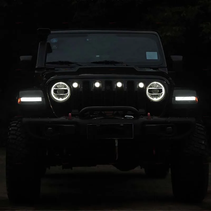 2025 High Quality Grille Small Yellow Light Driving Warning Light Decorative Front Grill Light for Jeep Wrangler JL Accessories