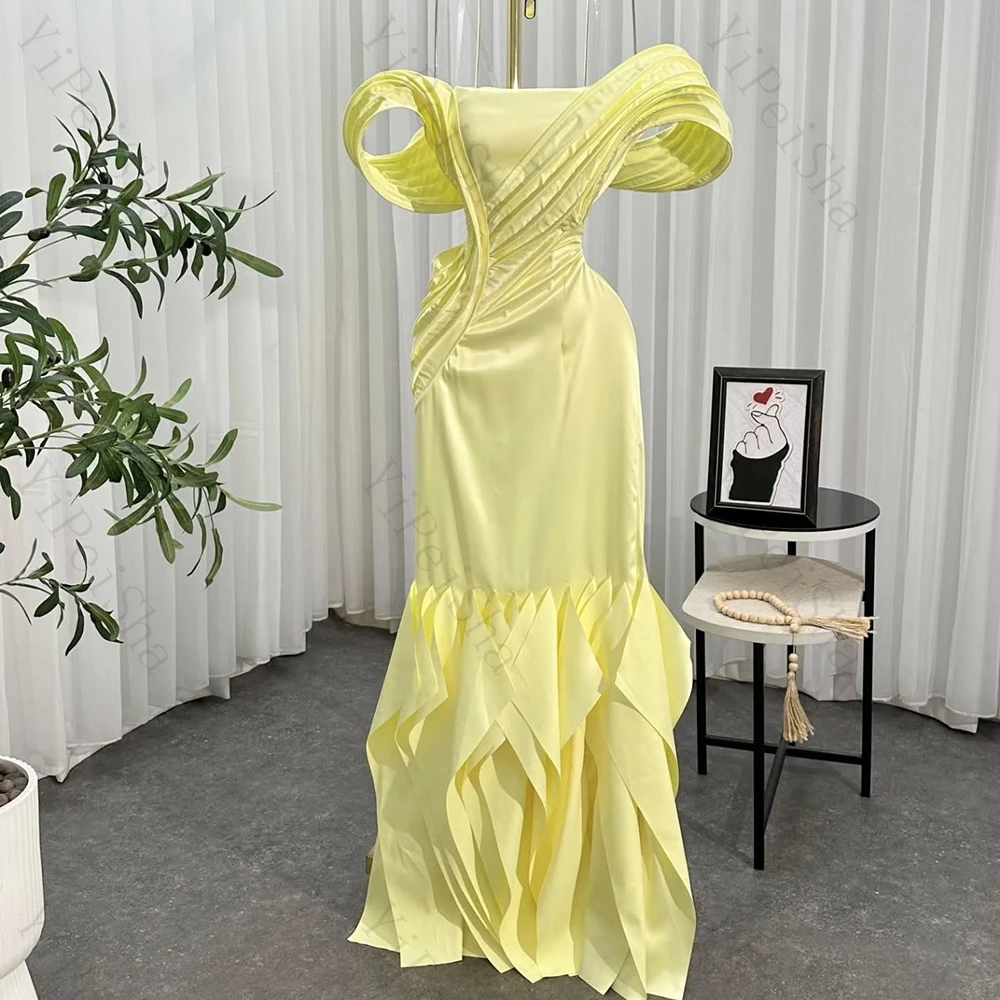 

Customized A-line Evening Dresses Floor-length Off The Shoulder Sleeveless Prom Gown Simple Fashion Draped Backless Party Gown