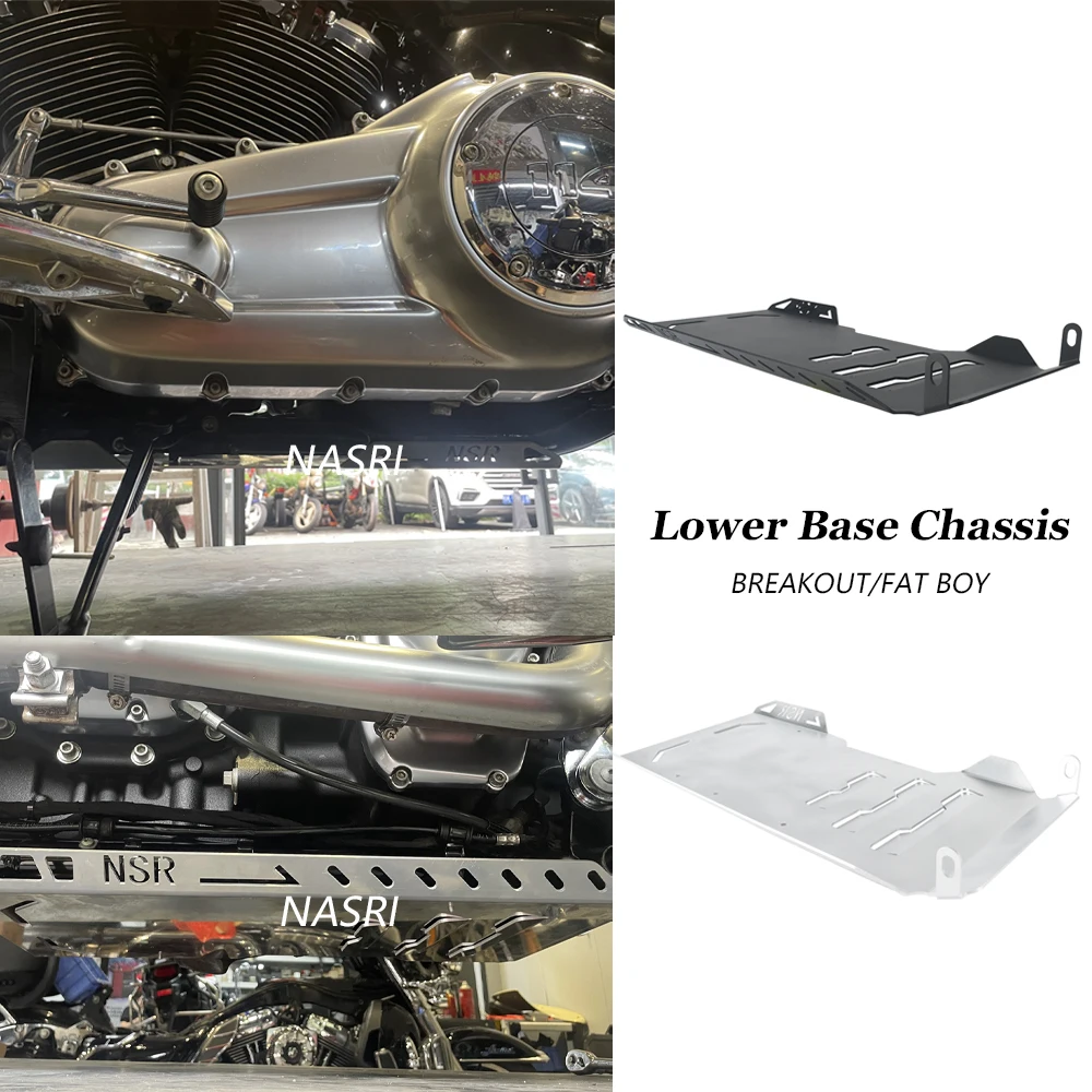 For Harley FAT BOY BREAKOUT 2018-2024 Motorcycle Accessories Black Chrome Lower Engine Base Chassis Guard Skid Plate Protection