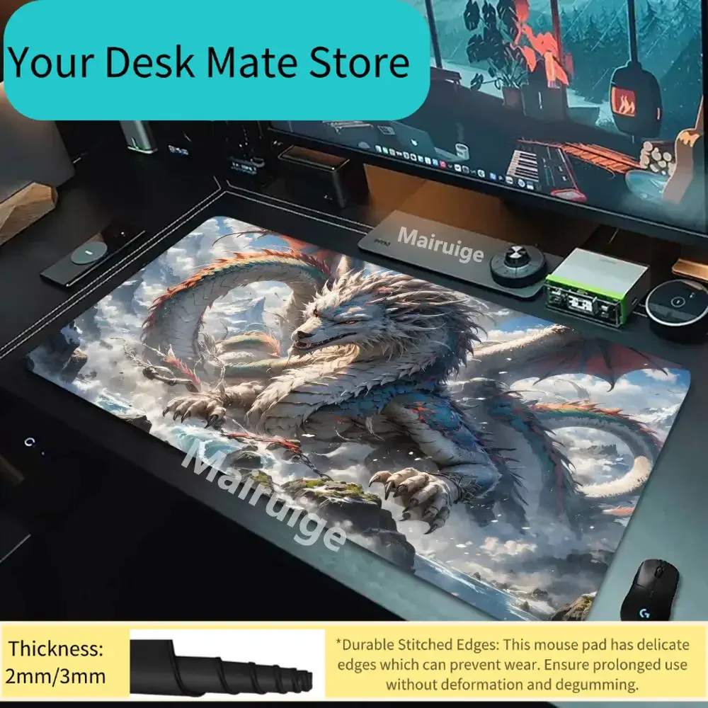 

Большой коврик для мыши с изображением дракона, геймерский офисный коврик для мыши, аксессуары для игровой комнаты, настольный коврик, художественные коврики для клавиатуры, 600x300, моющийся коврик для мыши