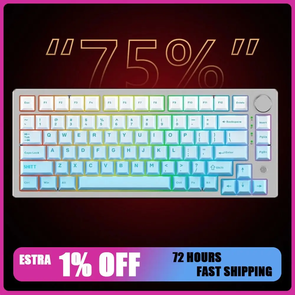 

EXZX FH75 Механическая клавиатура Проводная клавиатура из алюминиевого сплава RGB Индивидуальный концентратор Поддержка Windows Hello Распознавание отпечатков пальцев