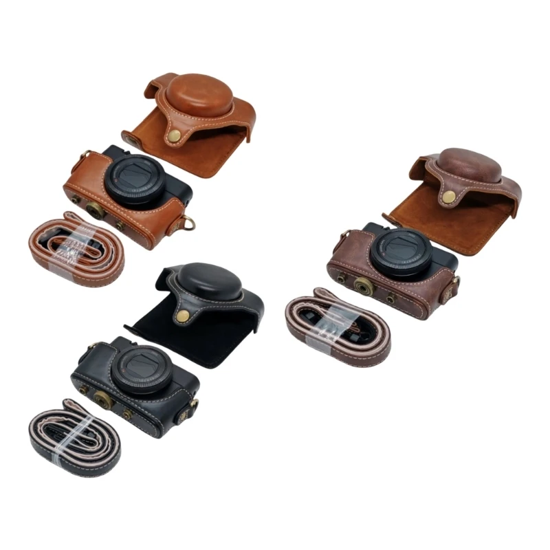 77JC Lightweight Camera Case PU Leather Organiser Bag for RX100 Camera Featuring Adjustable Strap Protective Cover