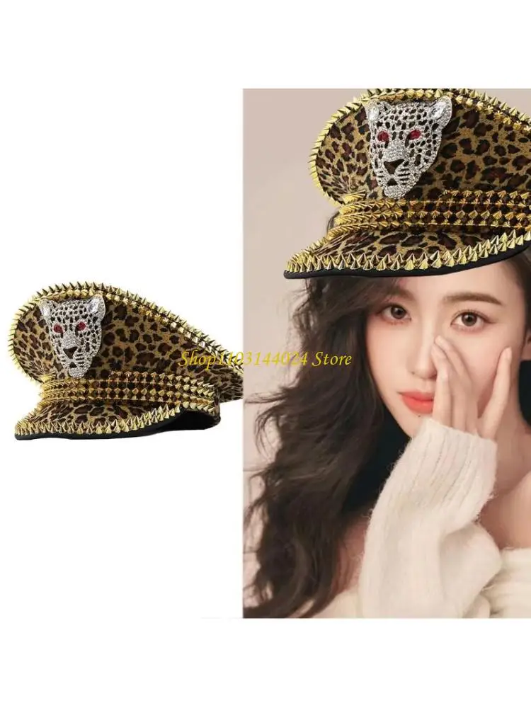 N5KE Adult  Hat with Rivet Studded Music Festivals Performances Adult Hat