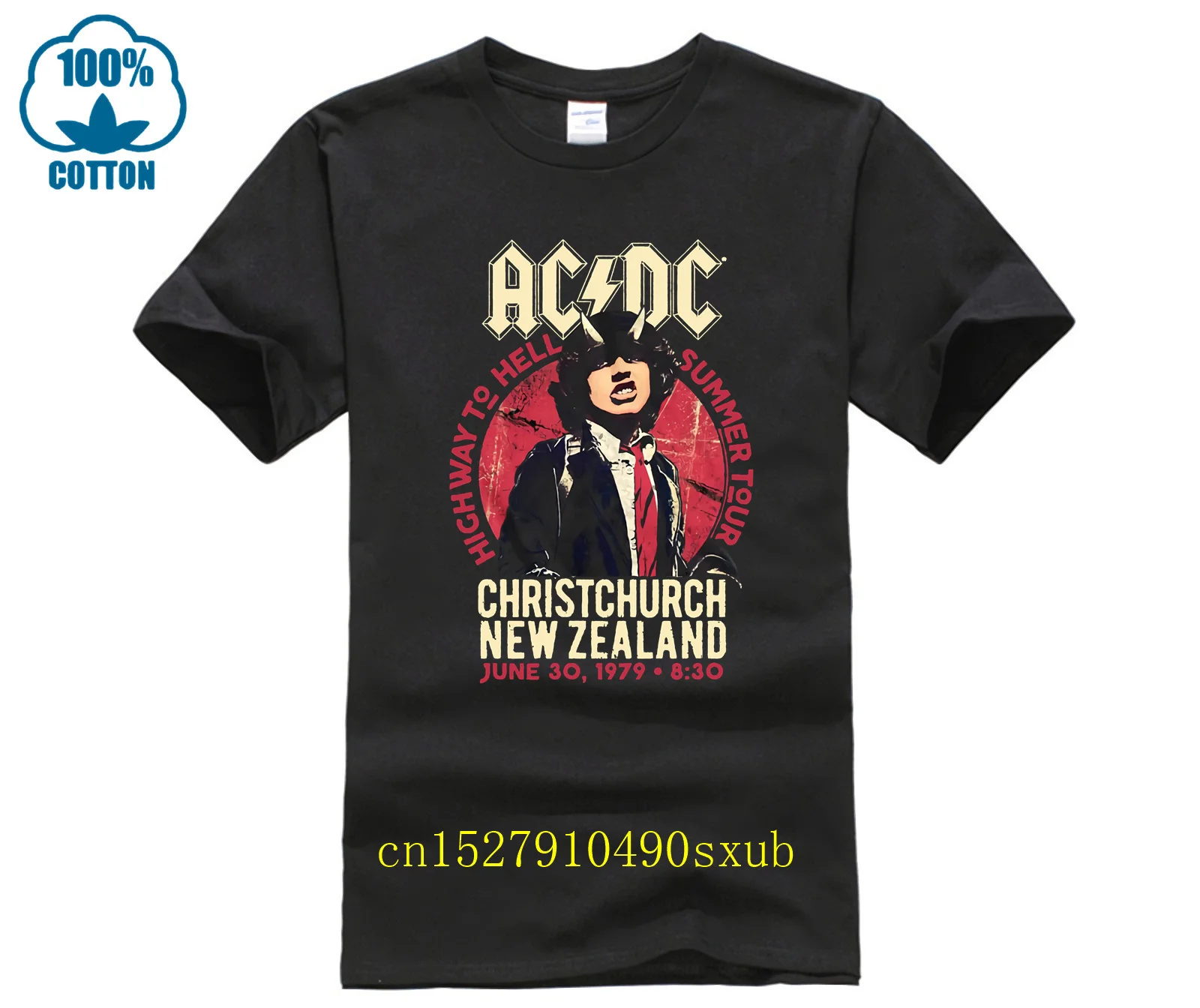 AC and DC New Zealand Tour 1979 T Shirt Mens Licensed Rock N Roll Band Retro Black