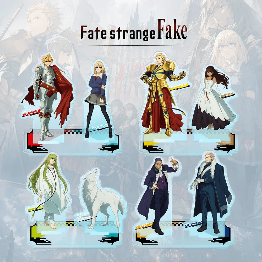 15cm Fate/Strange Fake Saber & Ayaka Acrylic Stand Keychain Anime