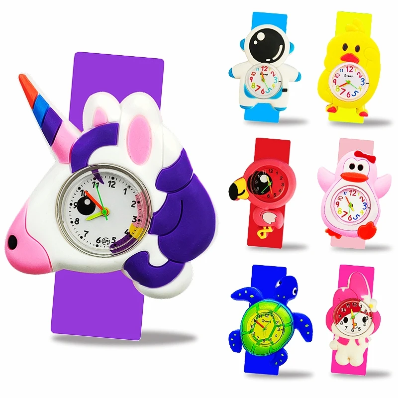 1pcs Cartoon Kids Watches Slap Wrist Bracelet Quartz Wristwatch Birthday Gift Girl Boy Children Study Time Girl Watch Reloj