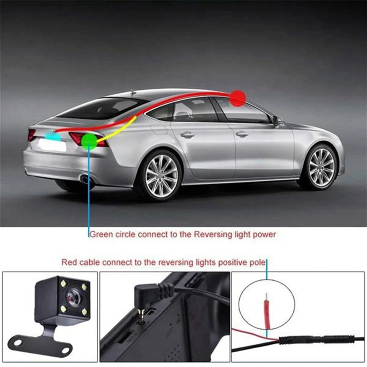 2pcs 5 Pin Car Rear View Camera Reverse 170 Degree Wide Angle Recording Parking Waterproof Night Vision Video Camera