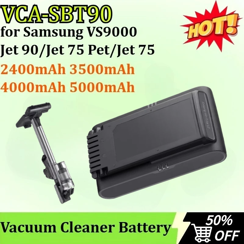 

VCA-SBT90 21.6V 2400mAh-5000mAh Vacuum Cleaner Battery for Samsung VS9000 VCA-SBT90E DJ96-00221A Jet 90/Jet 75 Pet/Jet 75