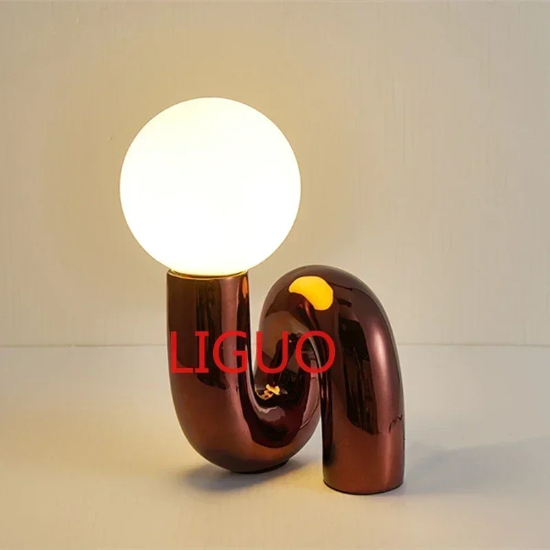 

Modern Led Table Lamp Glass Ball Night Table Lamps For Living Room Bedroom Stady Desk Nordic Home Decor Light Resin Bedside Lamp