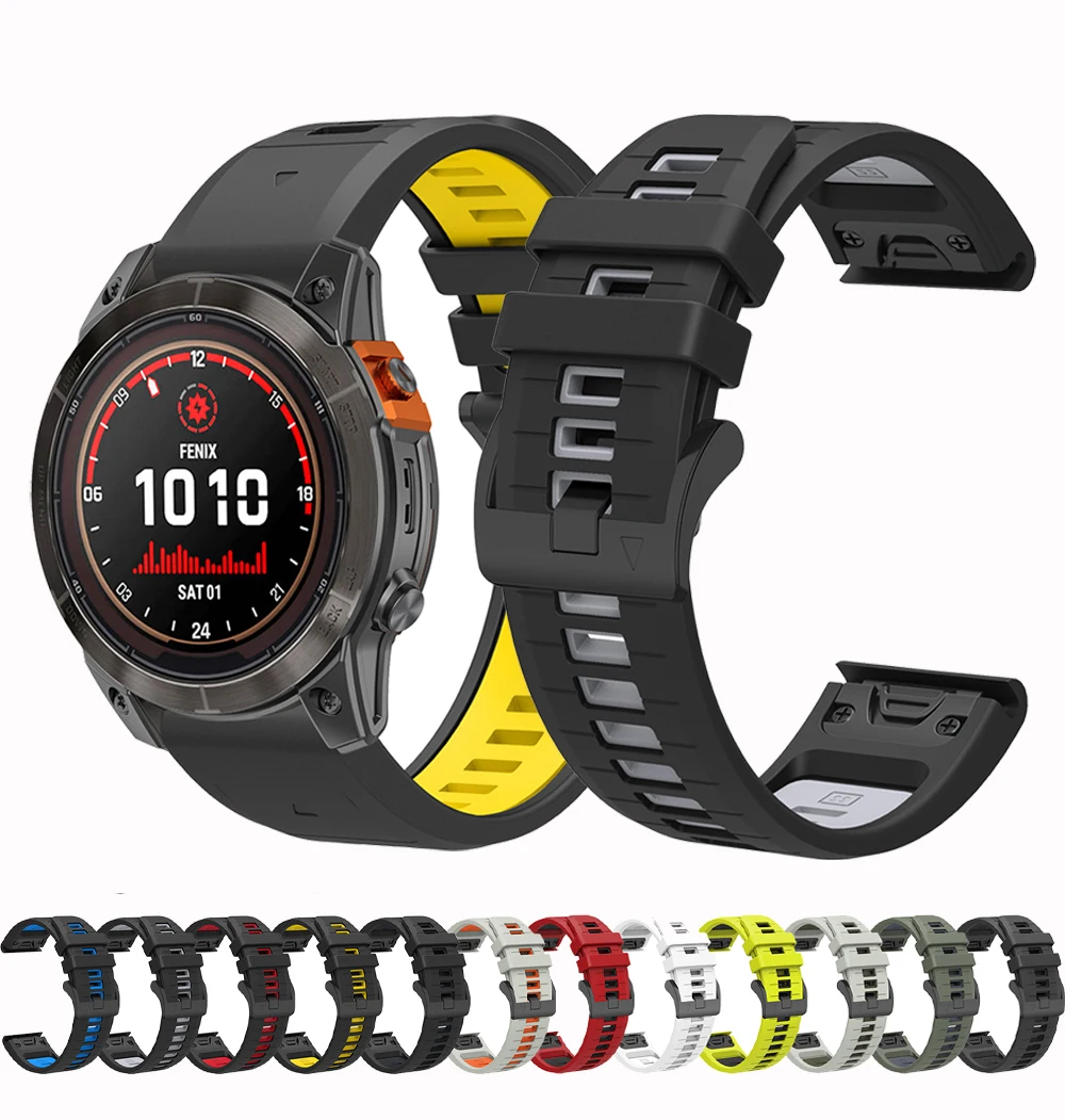 

Ремешок для часов 1:1 Fenix8 для Garmin Fenix 8 47 мм 51 мм E 7 7X 6 6X 5 5X/Epix Pro/Enduro 3 QuickFit 22 мм 26 мм, силиконовый ремешок-браслет