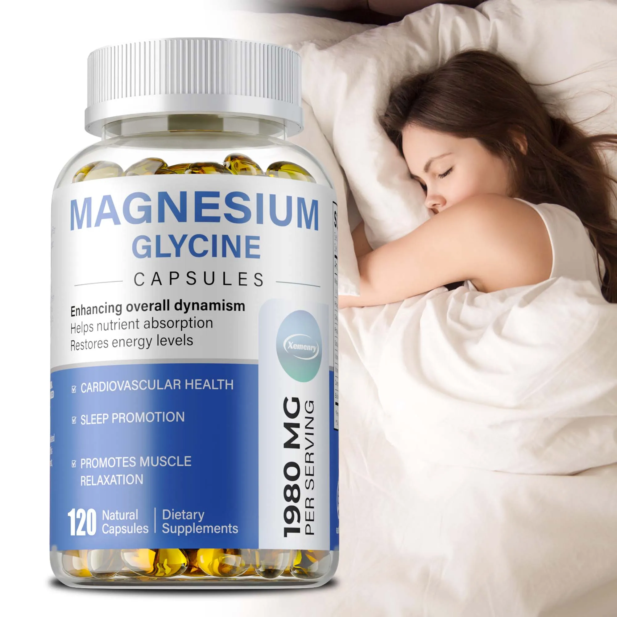 Magnesium Glycinate Capsules for Supports Muscle, Joint, and Heart Health, Improves Memory Concentration and Muscle Spasms