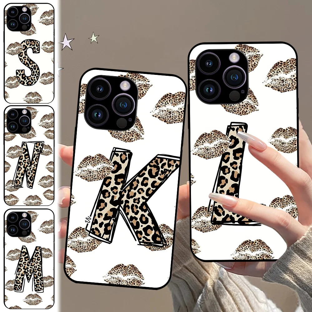 

Creative Silicone Phone Case for iPhone 14/15 (Pro/Pro Max/Plus) Mobile Phone Shockproof Protective Cover Lip Leopard Print Gift