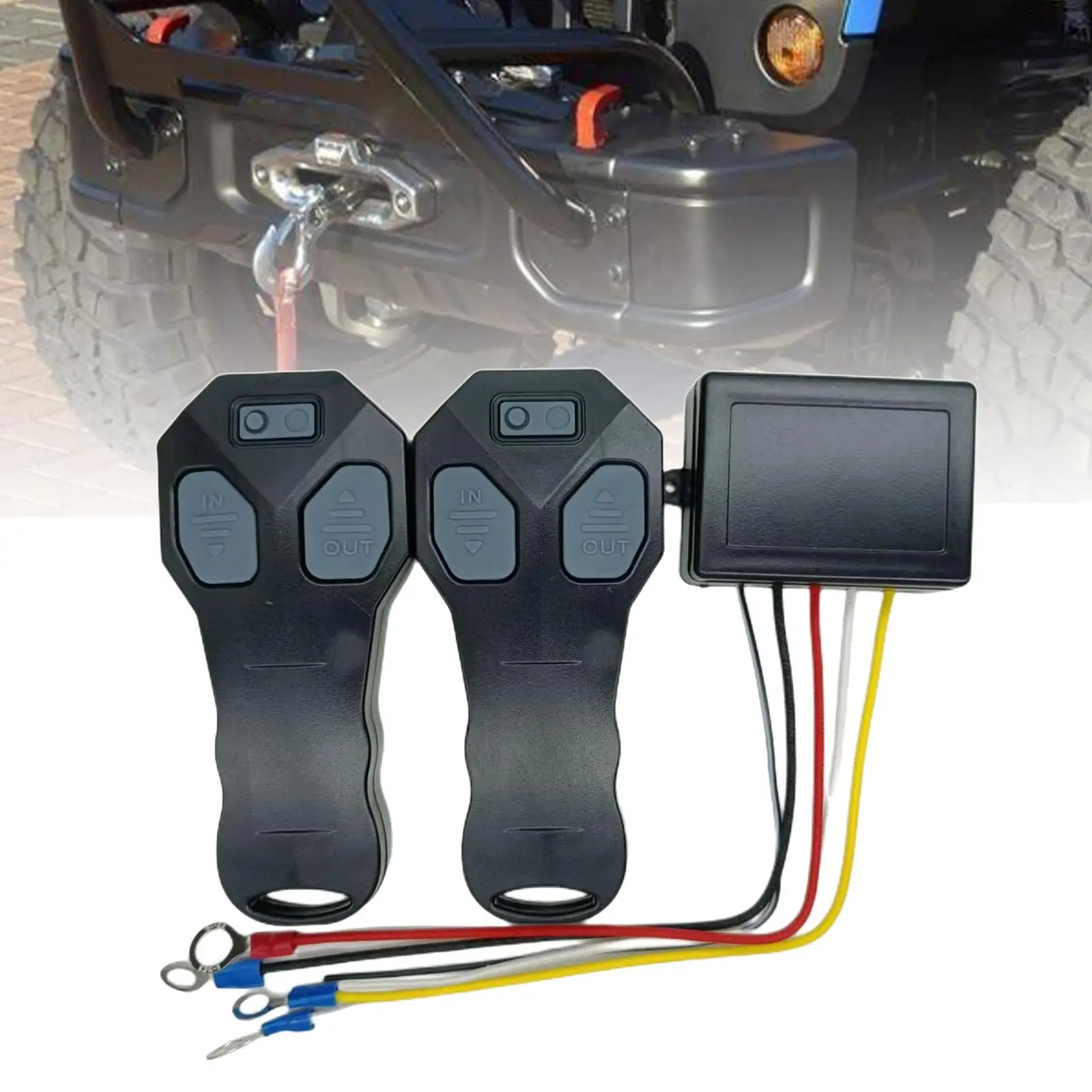 Kit de controle remoto de guincho sem fio com luz indicadora 2 interruptor de fone de ouvido de controle remoto elétrico 12V 24V para veículo caminhão