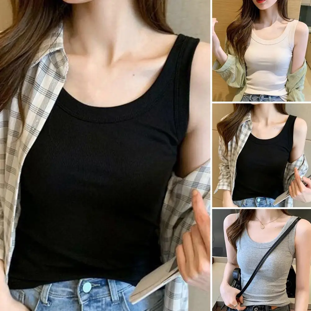 Top Stylish Tank Tops for Women Slim-fit Solid Color Camisole with Soft Elastic Material for Wear Sports Activities Women Vest