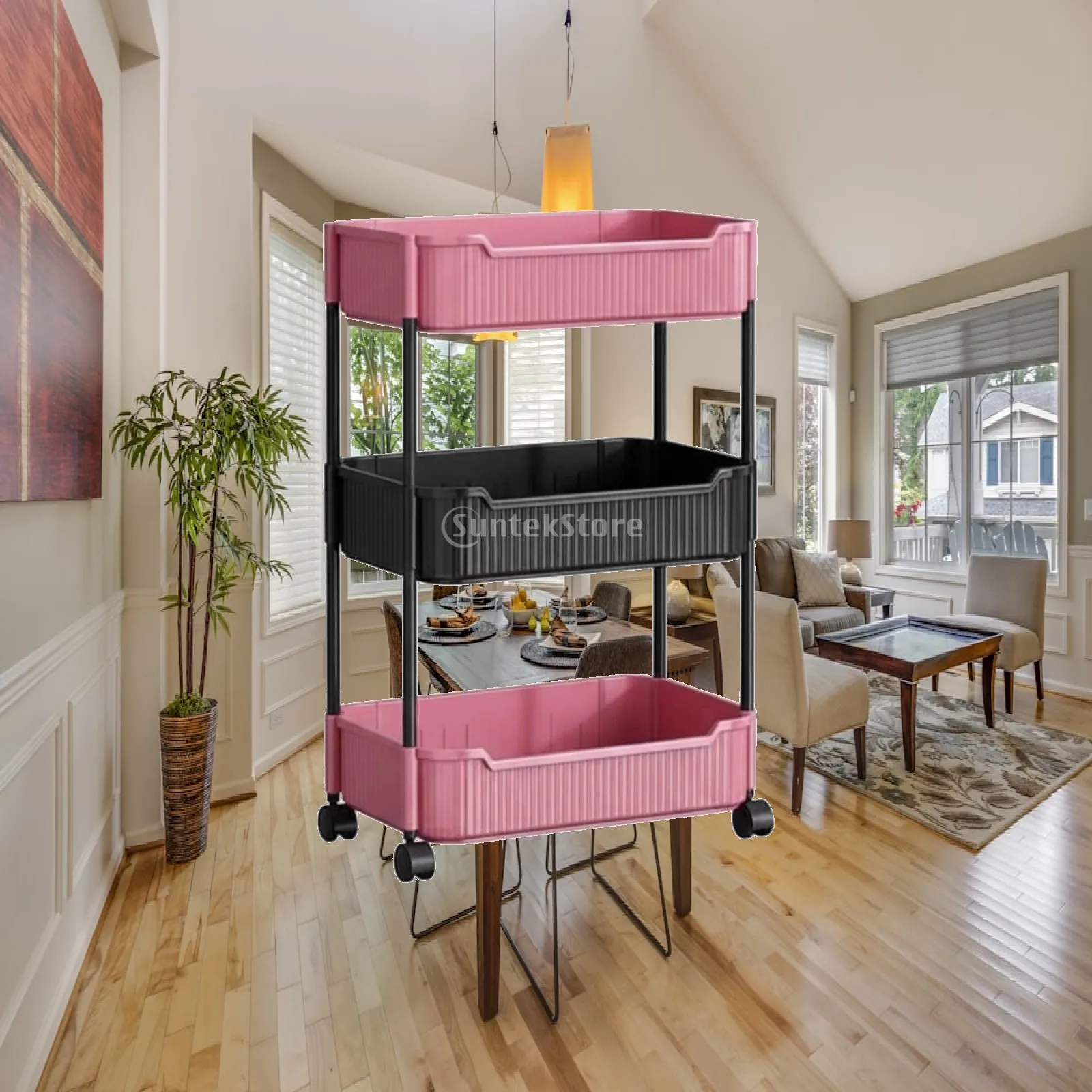 Slim Rolling Storage Cart 4 Shelf Mobile Trolley for Sofa Gap Snack Toy Toiletry Organizing Wheeled Cart