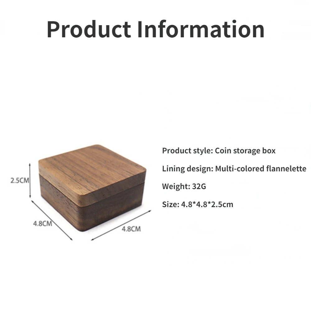 Solid Wood Black Walnut Commemorative Coin Badge Medal Gift Box Mini Portable Coin Storage Box Magnet Style