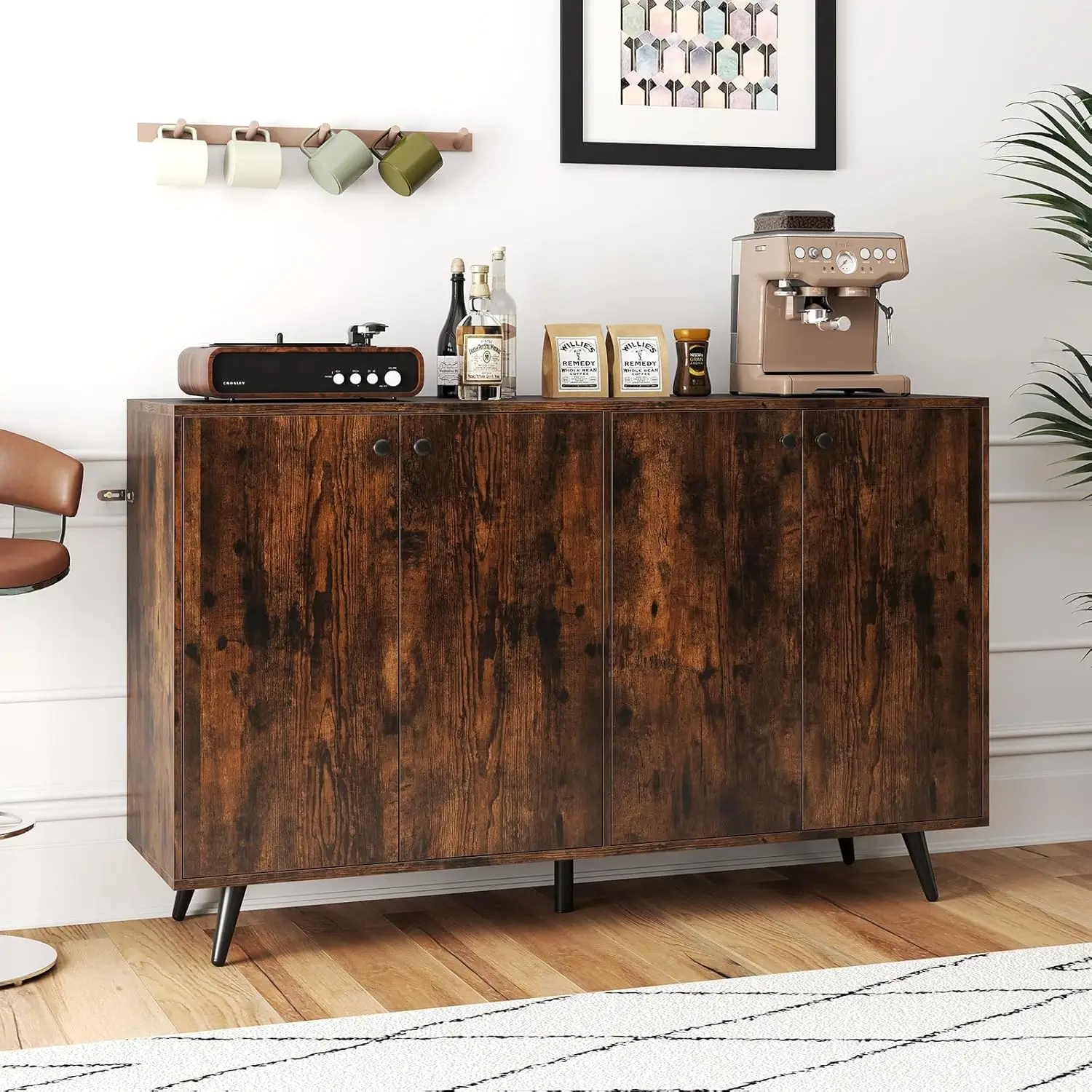 

Sideboard Buffet Cabinet, 50’’ Accent Kitchen Storage Cabinet with 4-Door & 5-Position Adjustable Shelves, Customized