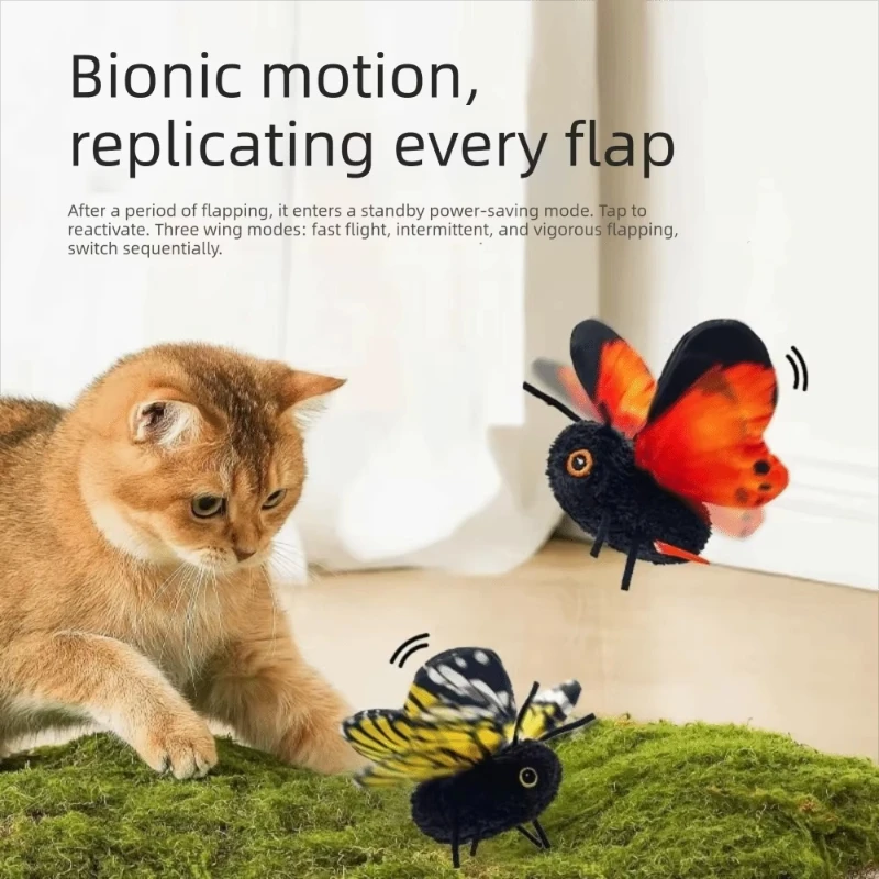 Intelligent Induction Flapping Butterfly Toy Plush Hung Elastic Rope Cat-teasing Stick Fun Training Pet Reaction Ability
