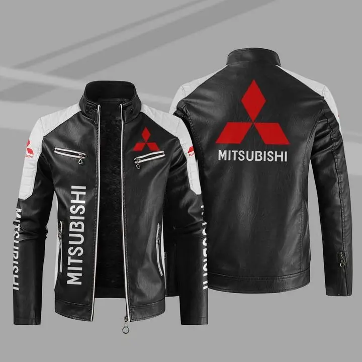New Leather Jacket for Motorcycle and Car, Motorcycle Coat, Cyclist Jacket, Men's Baseball Shirt, Sports Coat for Mitsubishi