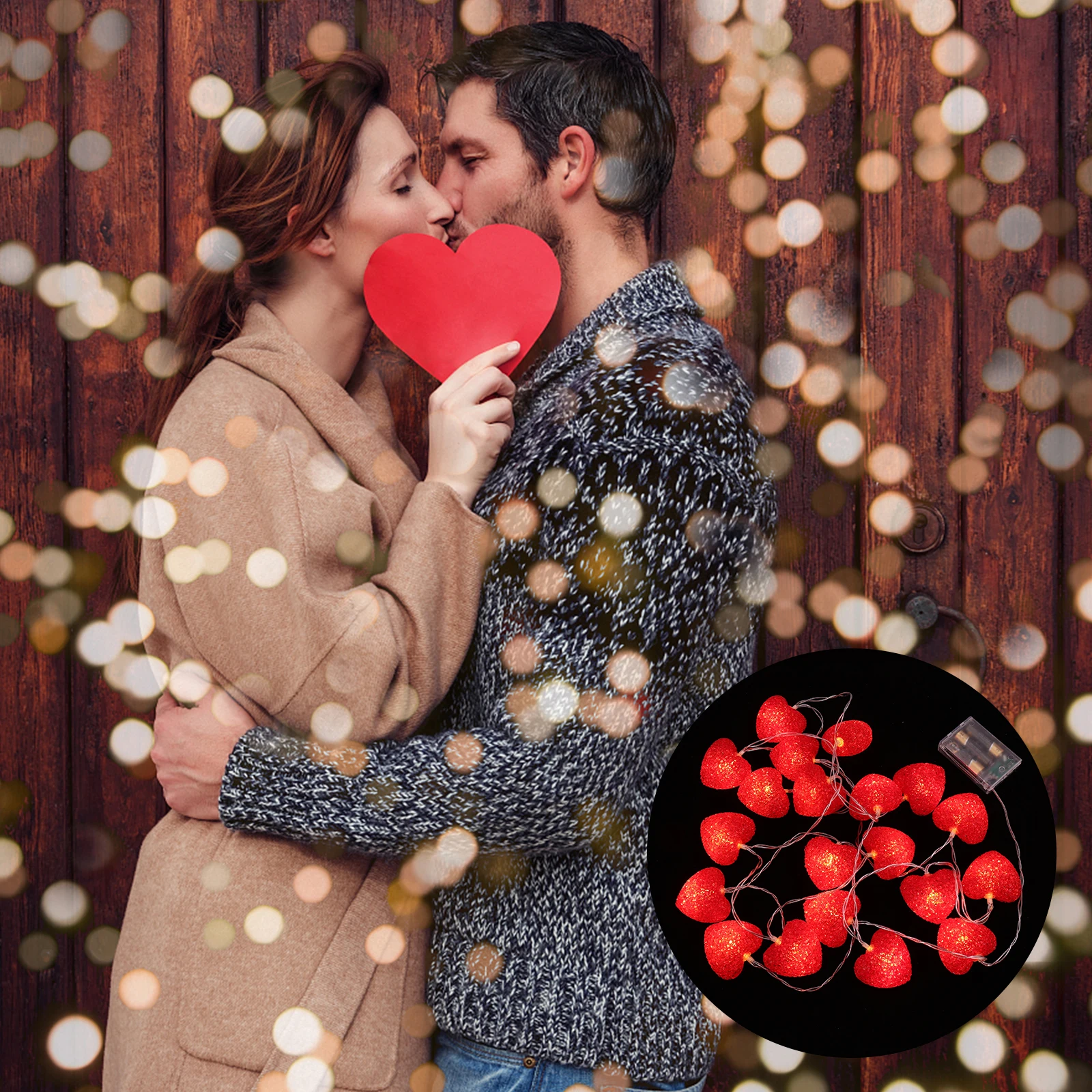 

Love String Heart Shape LED Hanging Valentine'S Day Decorations Party Decor Valentine Day Hanging Lamp Red Home