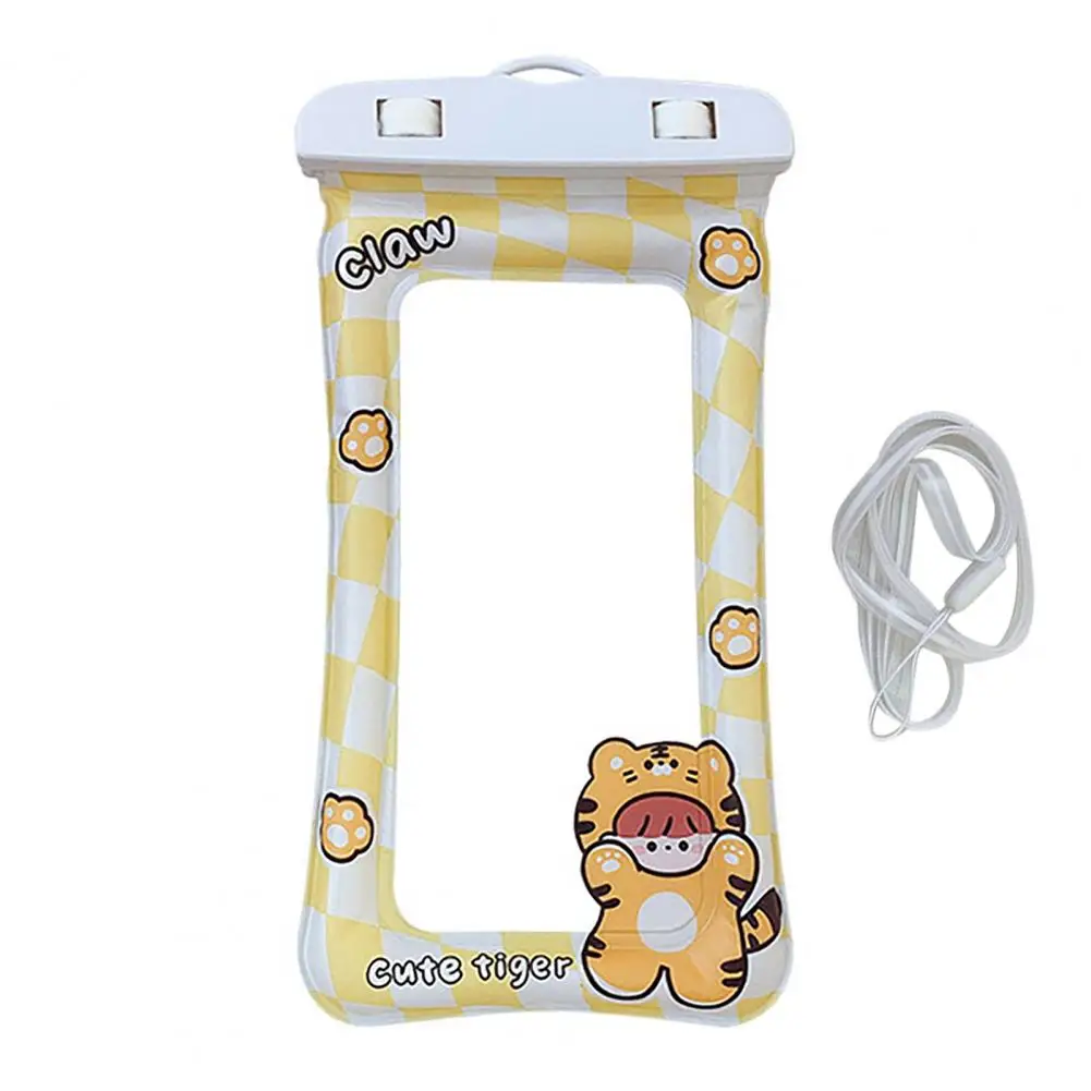 حقيبة هاتف مقاومة للماء تعمل باللمس الحساس العالمي مع حبل لطيف الكرتون الهاتف تحت الماء غطاء الهاتف المحمول للسباحة