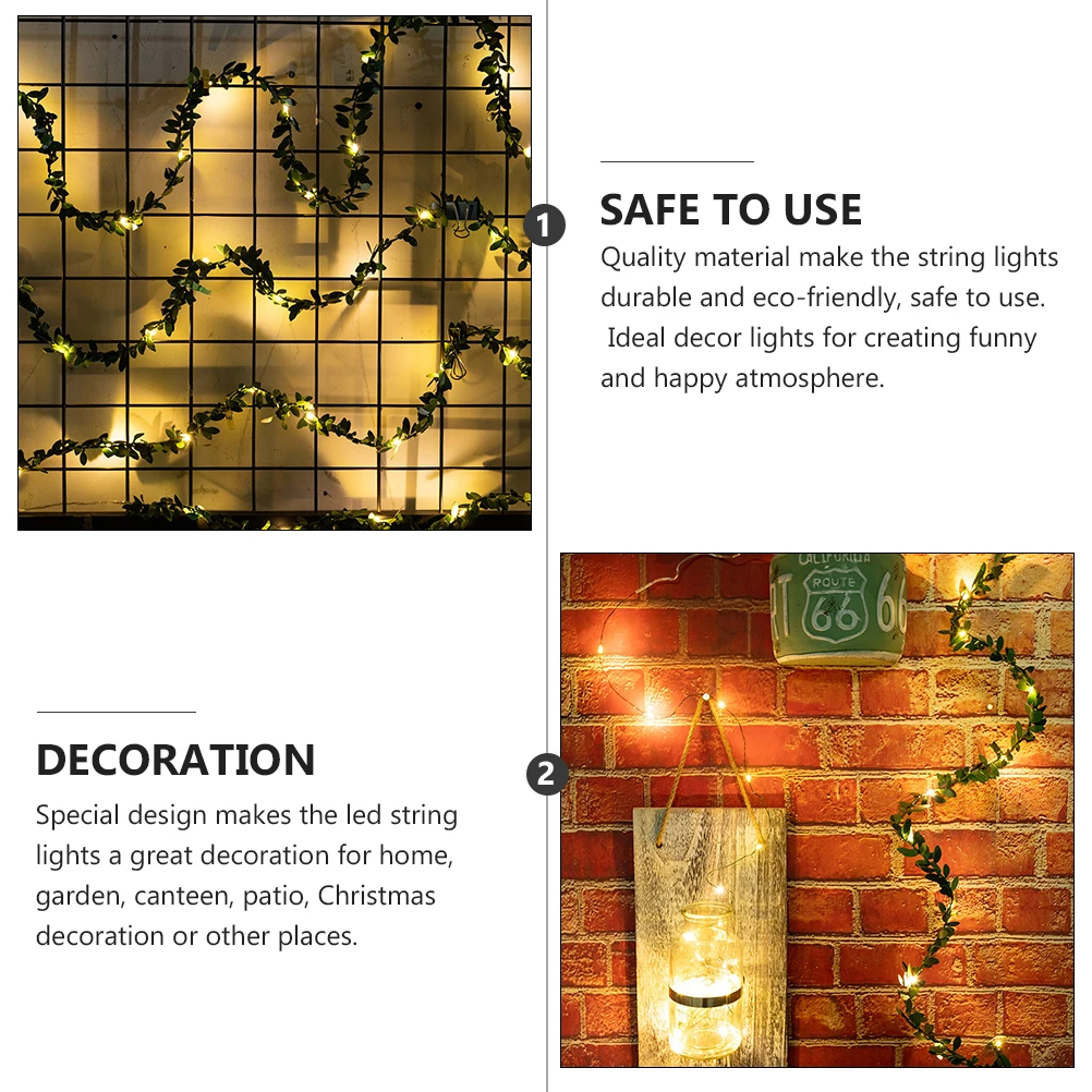 

1 set 20M 40Led Simulated Green Leaf String Lights Outdoor Christmas Decoration Led Hanging Light For Garden Bar Mall Ktv
