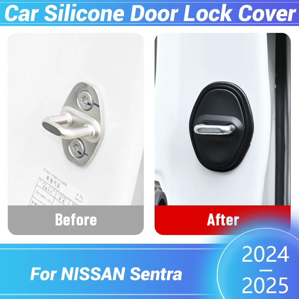 

Дверной замок автомобиля, силиконовая пряжка, защитный чехол для NISSAN Sentra 2024 2025, автомобильная дверная защелка, аксессуары для предотвращения столкновений