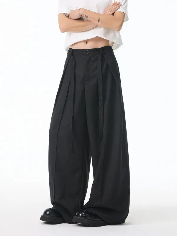 

Повседневные мужские брюки из ледяного шелка, летние, прямого кроя, свободные, струящиеся, широкие, в стиле кендо, дизайнерская новинка