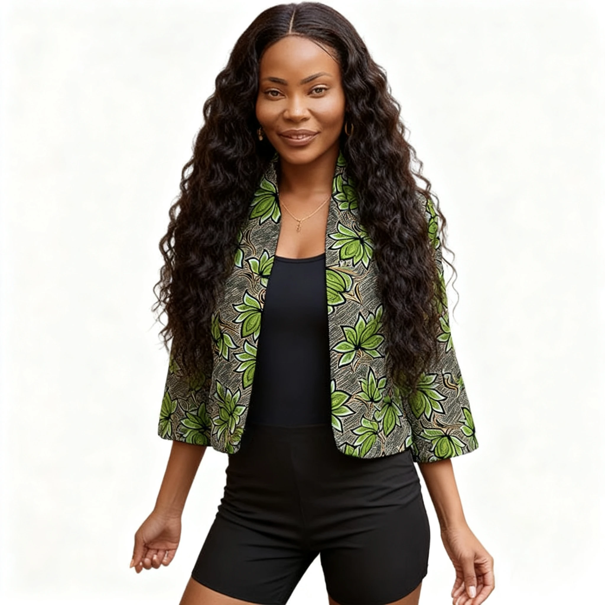 

Африканские модные женские пиджаки без воротника, оригинальный дизайн, кардиган с рукавами 3/4, короткая куртка, оригинальный дизайн, наряд Анкары