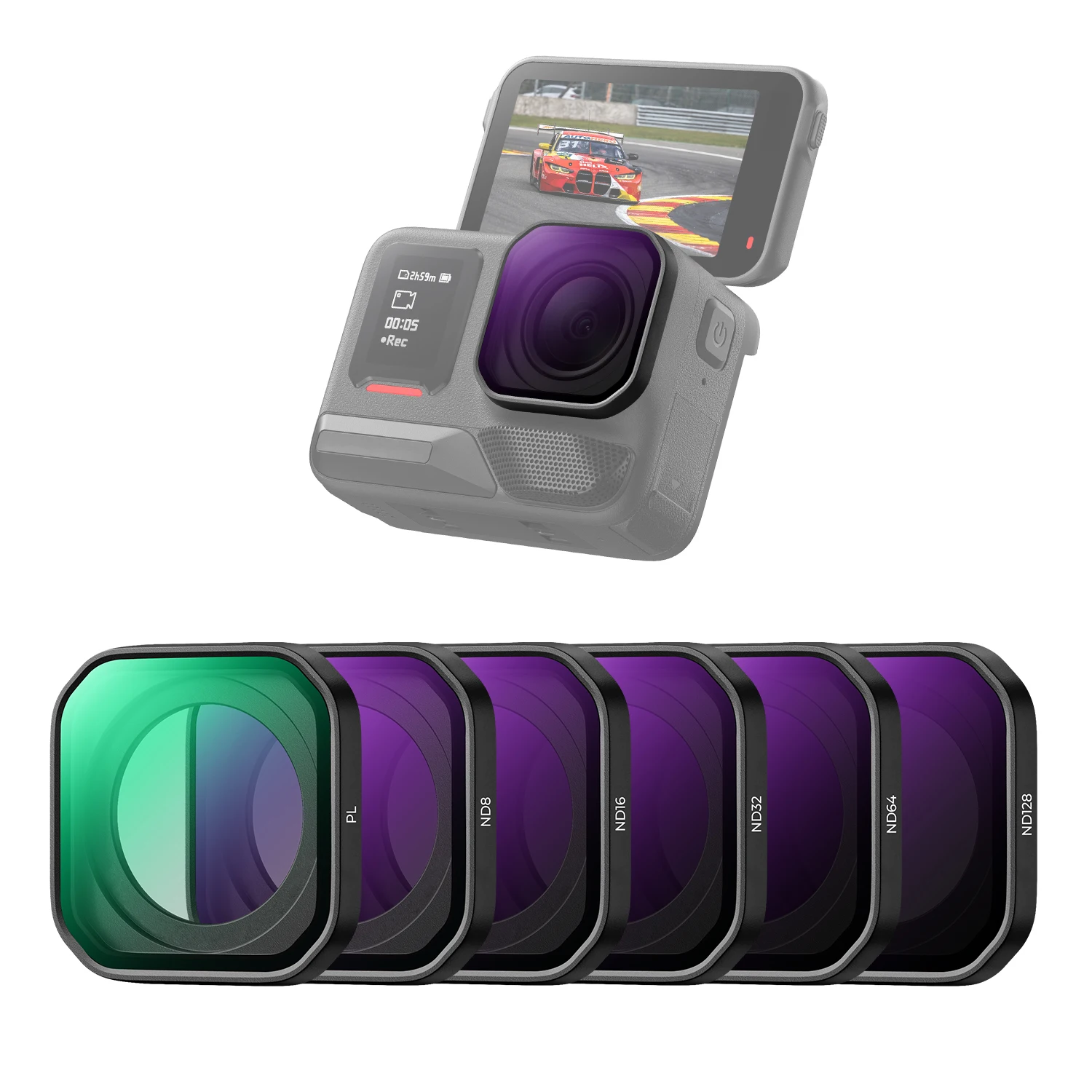 K&F CONCEPT Aufschraubbares Filter-Set Polarisator PL ND8 ND16 ND32 ND64 ND128 für Insta360 Ace Pro 2 Neutraldichte Mehrfach bes – Detail 23