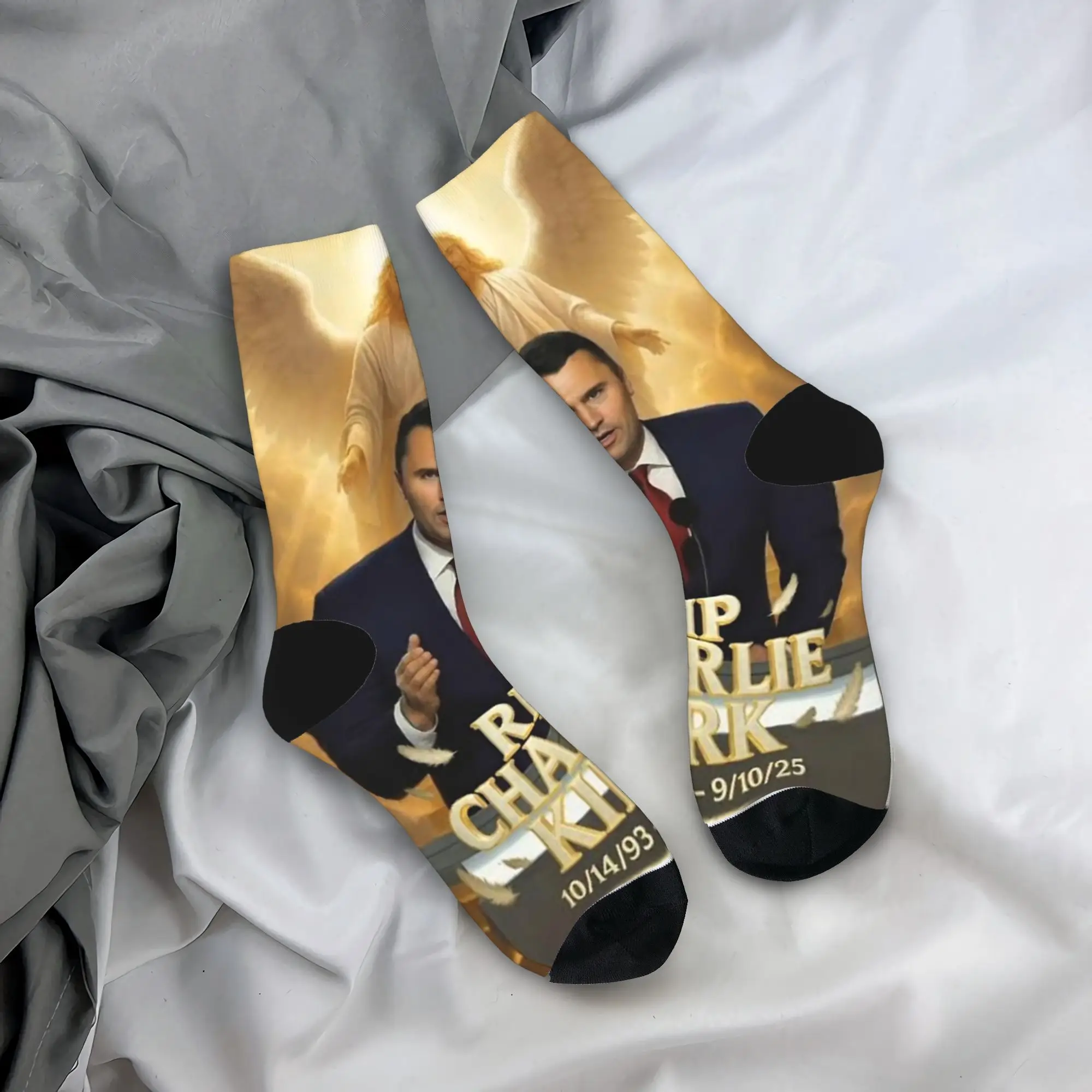 

Чулки Charlie Kirk Rest In Peace, мужские носки унисекс, модные носки высокого качества, зимние велосипедные нескользящие дизайнерские носки, подарок