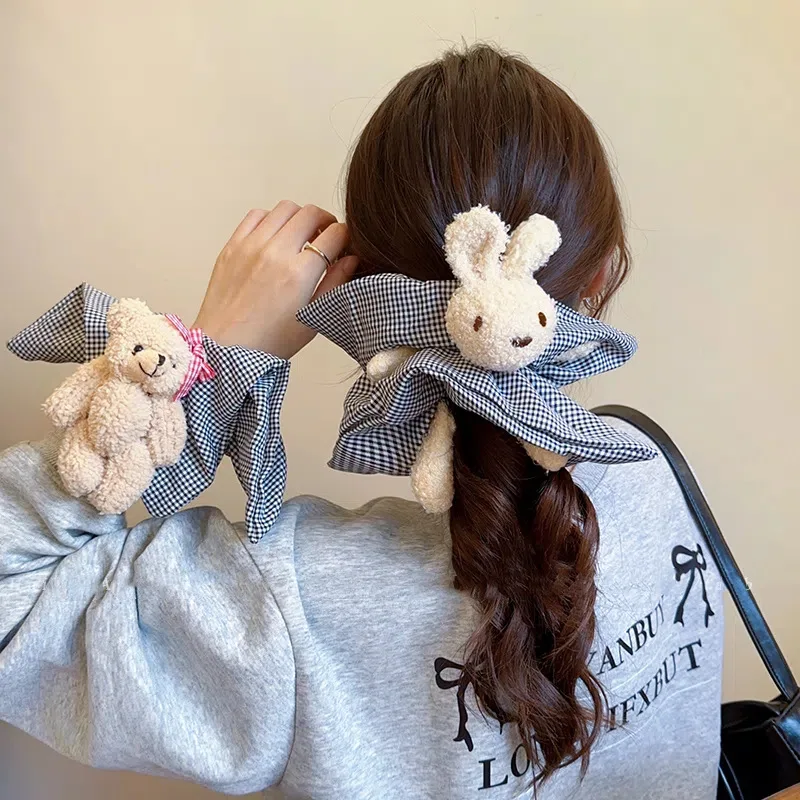 

1 шт. Милый ободок для волос с квадратным платком в виде медвежонка, аксессуар для волос, резинка для волос, головной убор