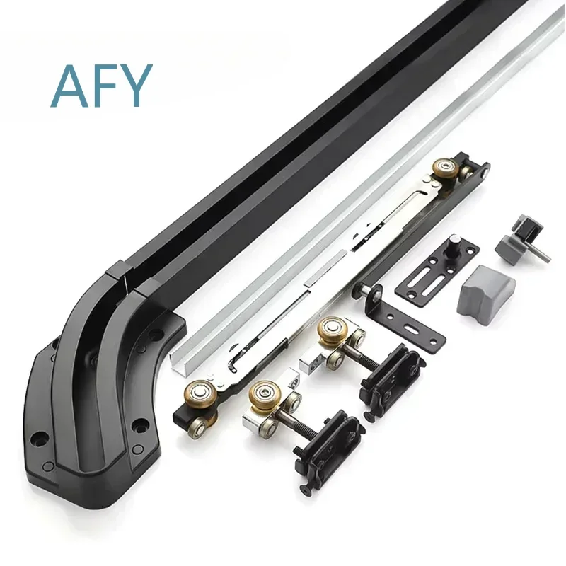 Flush Wooden Sliding Door System for Wardrobes Concealed Aluminum Sliding Door Track System Interior Sliding Door Hardware